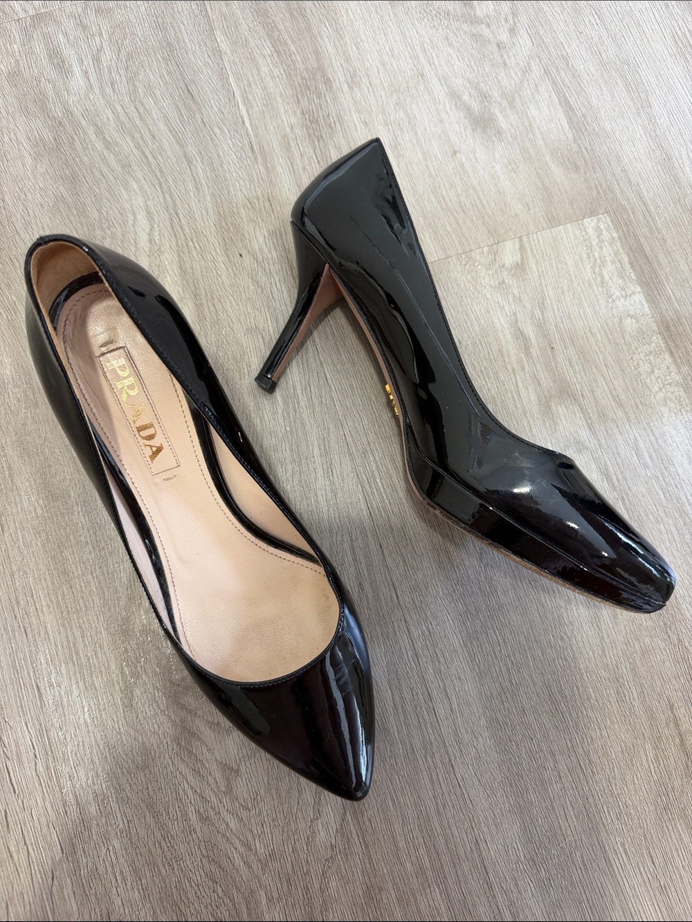 Prada Black Patent Pointed-Toe Stiletto Pumps